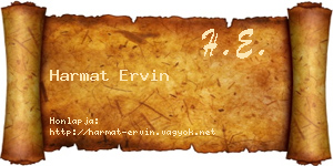 Harmat Ervin névjegykártya